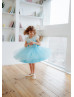 Ivory Lace Mint Blue Tulle Flower Girl Dress